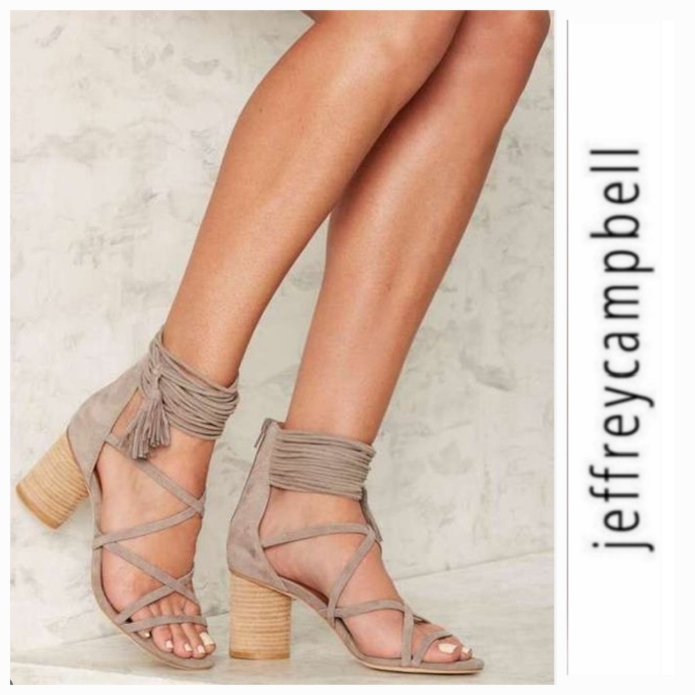 Sassy Strappy Jeffrey Campbell x Anthropologie Taupe Suede Sandals